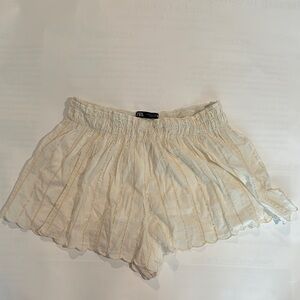 Zara High Waist Cream Shorts